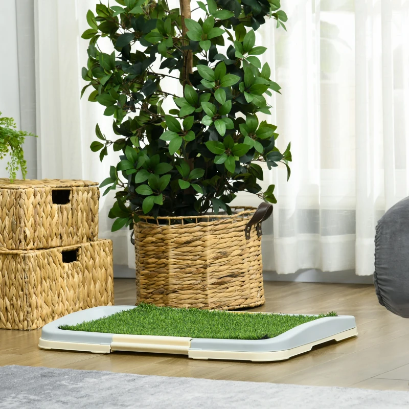 PawHut Sanita para Cães com Relva Artificial Grade e Bandeja Desmontável para Adestramento de Cães 63x48,5x6 cm Multicor