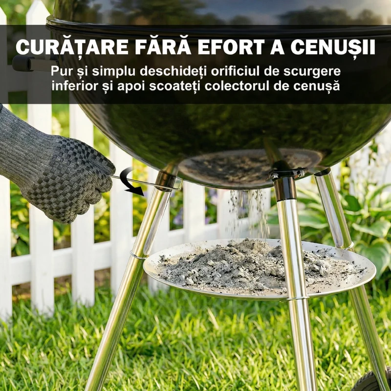 Outsunny Barbecue Portabil pe Cărbune cu Raft Inferior și Roți, Negru