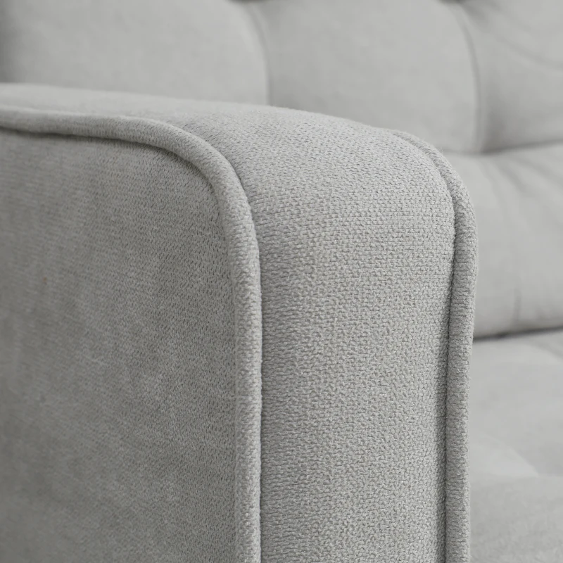 HOMCOM Sofá de 2 Lugares com Espaço de Armazenamento Pés de Madeira Encosto Capitonê 117x62x78 cm Cinzento Claro