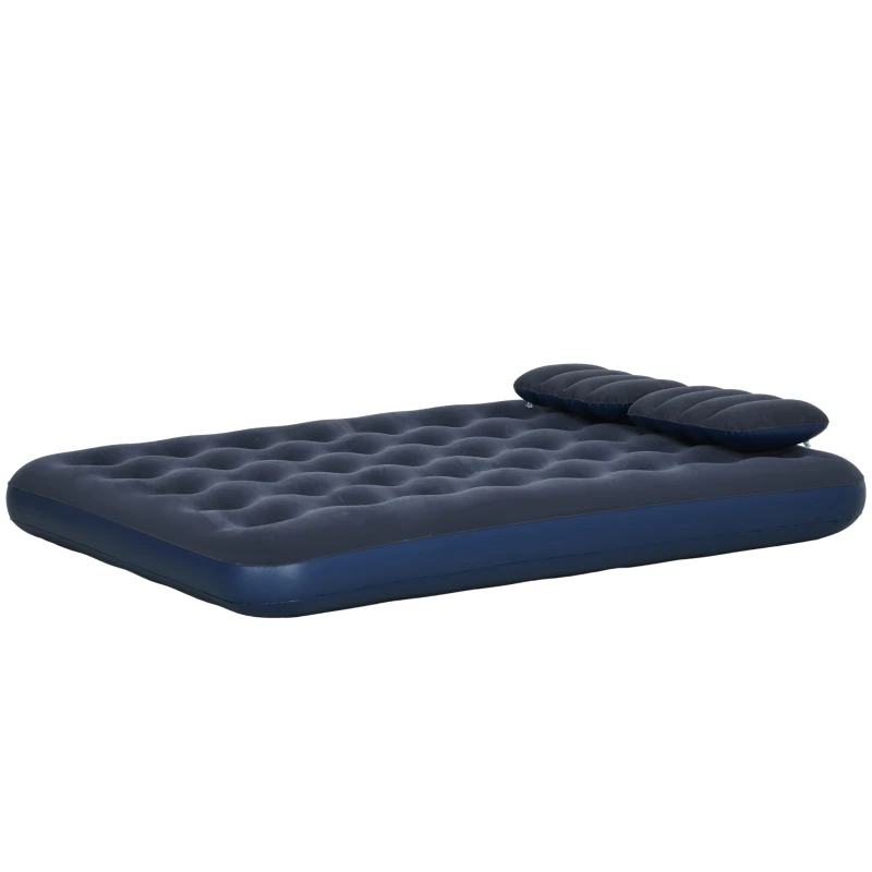 Outsunny Luftmatratze für 2 Personen, mit Handpumpe, weich & robust, 203x152x22cm, Blau