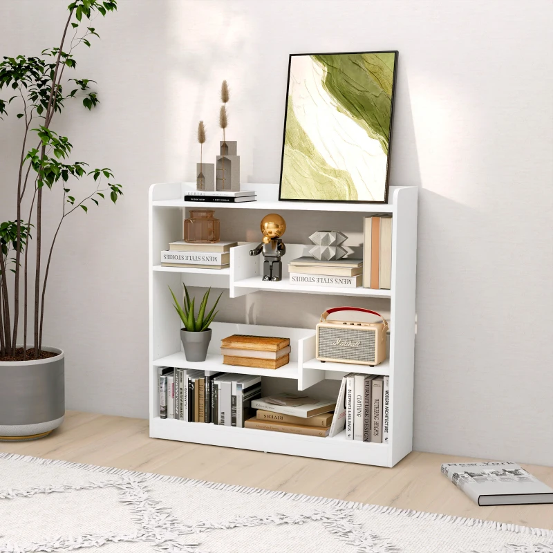 HOMCOM Bibliothèque étagère Meuble de Rangement dim. 90L x 24l x 91H cm 4 Niveaux 3 Panneaux arrières Panneaux de Particules Blanc
