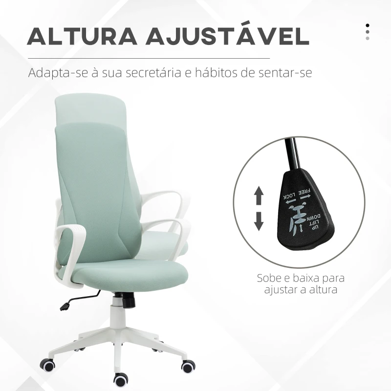 Vinsetto Cadeira de Escritório Ergonómica com Altura Ajustável Função de Inclinação e Encosto Alto 62x56x110-119,5 cm Verde
