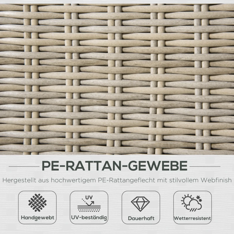 Outsunny Gartenmöbel-Set  Gartenlounge Gartensitzgruppe, inkl. Polster, 150cm x 75  cm x 65cm,  Khaki+Beige