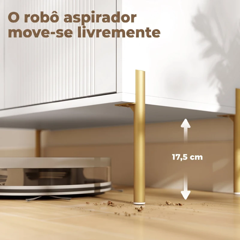 HOMCOM Aparador Moderno de 2 Portas Aparador de Sala com 3 Gavetas Prateleiras Ajustáveis Branco 120x39,1x76 cm