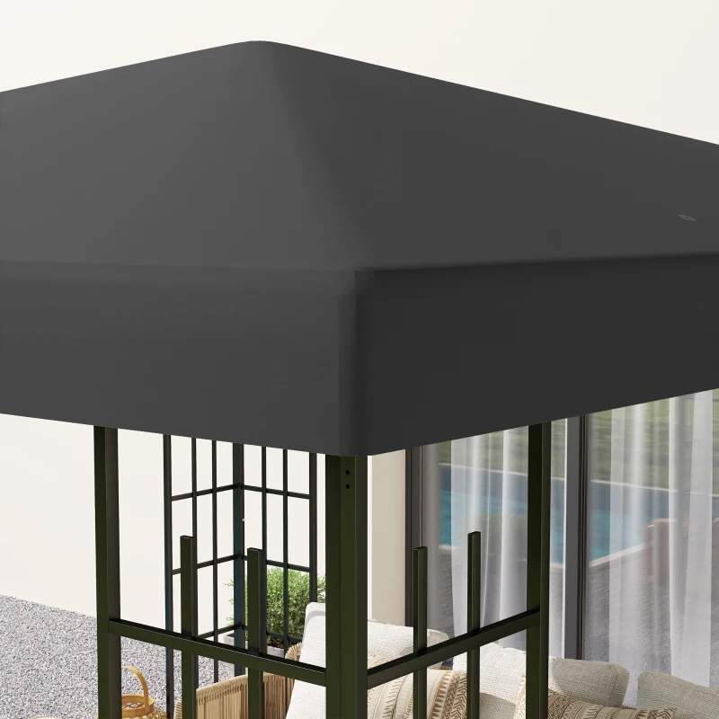 Outsunny Toile de rechange pour pavillon toile de tonnelle trous de drainage protection solaire UPF30+ 3 x 3 m gris foncé