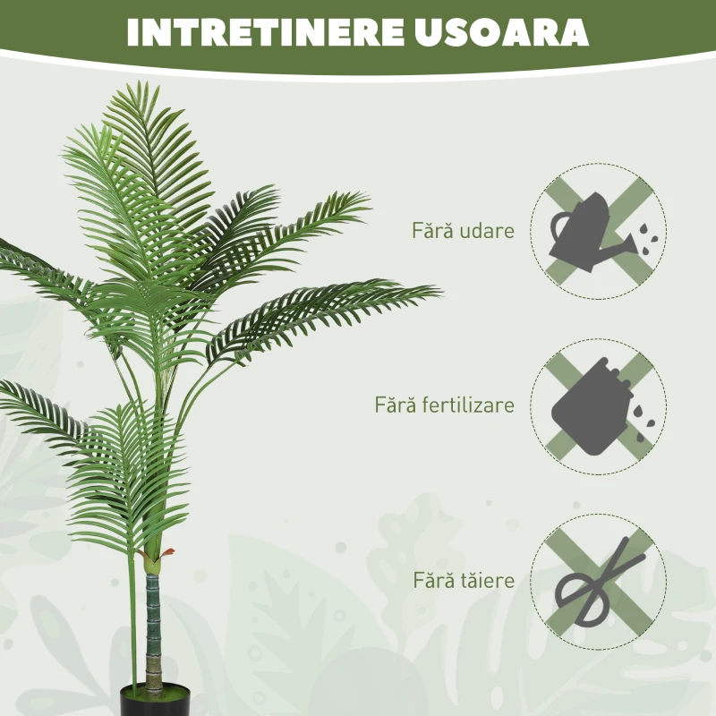 HOMCOM Plantă Artificială Areca Palm, Înălțime 150 cm, pentru Interior, cu Ghiveci, Decorațiune pentru Casă și Birou, Verde