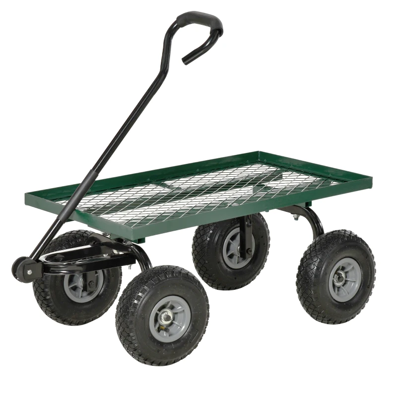 Outsunny Cărucior de grădină din oțel cu capacitate de 150 kg și mâner acoperit, 94x48.5x100 cm, negru și verde