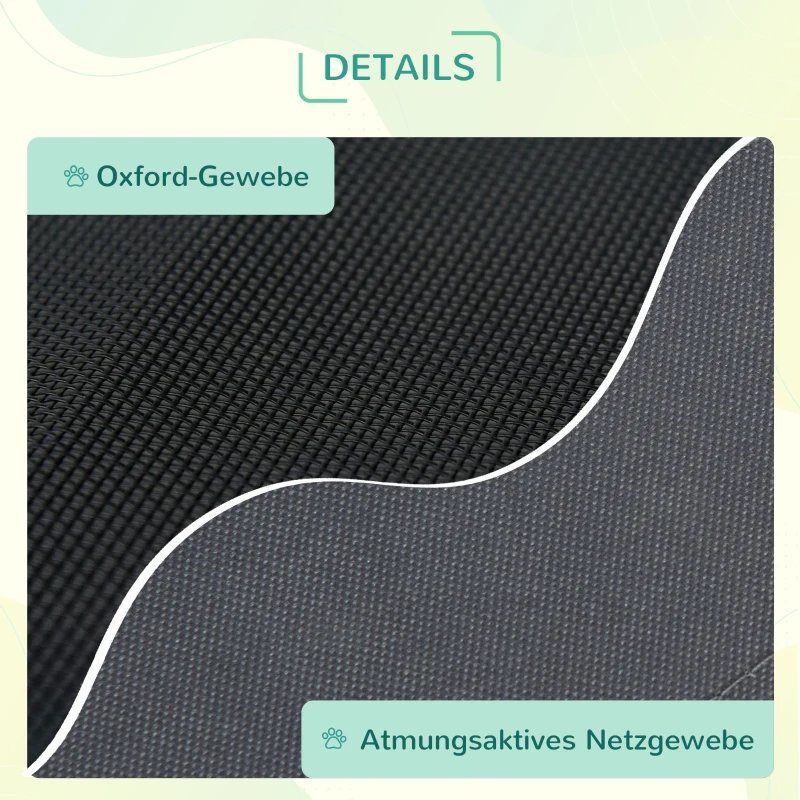 PawHut Erhöhtes Hundebett mit Baldachin, Haustierbett, Hundeliege outdoor mit Dach, Atmungsaktiv, Taftstoff für Camping Grau 92 x 76 x 90 cm