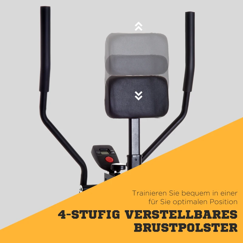 HOMCOM Crosstrainer, Heimtrainer, LCD-Display, einstellbares Brustpolster, Stahl, Schwarz, 96 x 60 x 152 cm