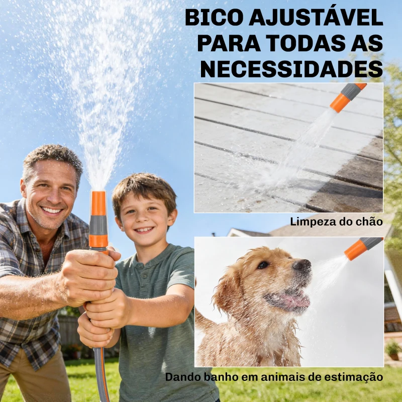 Outsunny Carretel de Mangueira para Jardim 30+2 m com Bocal de 2 Modos Bloqueio Automático e Retracção Orientável 180° Laranja