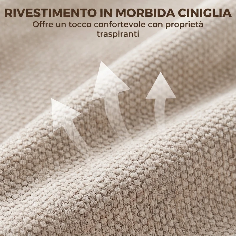 HOMCOM Sedia da Ufficio Girevole con Schienale Alto e Altezza Regolabile, in Ciniglia, Beige