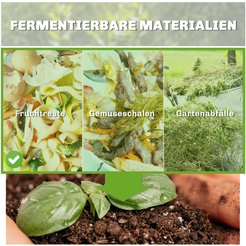 Outsunny 240L Gartenkomposter, Dreieckiger Kompostbehälter mit 3 Türen, Schwarz