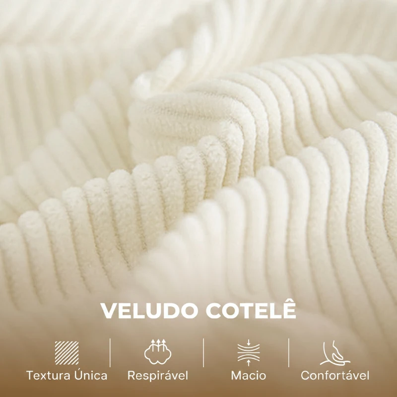 HOMCOM Sofá de 2 Lugares em Veludo 134 cm com Pés de Madeira Encosto Espesso Sofá Moderno para Sala Quarto Creme