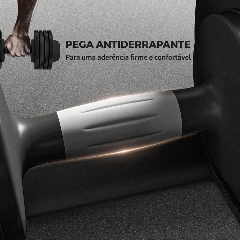 SPORTNOW Halteres Ajustáveis 4 em 1 2x10 kg com Ajuste Rápido do Peso, Base de Armazenamento e Pega Antiderrapante para Treino em Casa