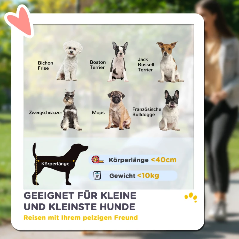 PawHut Hundewagen, Leichter und faltbarer Transportwagen für kleine Hunde, waschbares Kissen, Netzfenster, Grau(m-4)