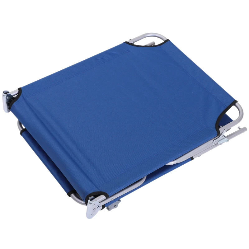 Outsunny Espreguiçadeira de Jardim Dobrável com Toldo e Encosto Reclinável para Jardim Terraço Campismo 187x58x36cm Azul