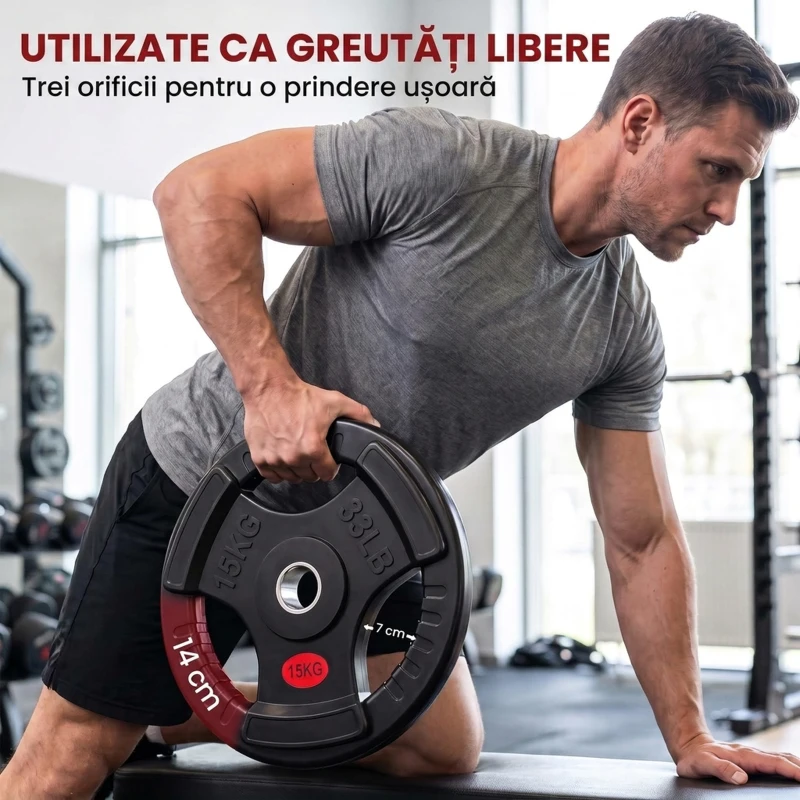 SPORTNOW Set Discuri Greutăți 2x15 kg cu Orificiu 5 cm și 3 Mânere