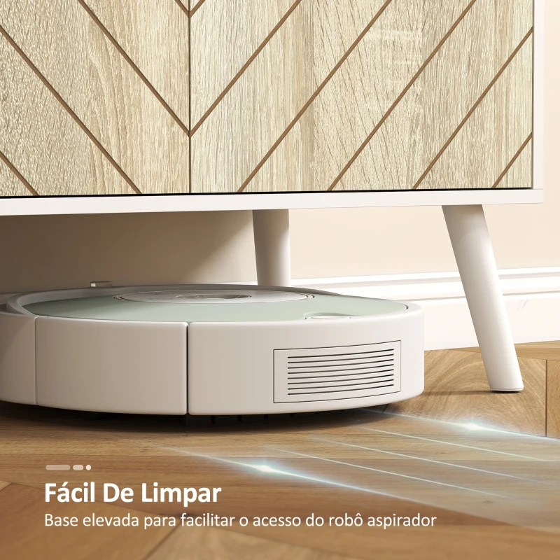 HOMCOM Sapateira de 2 Portas com Design em Espiga Prateleiras Ajustáveis Gaveta para 12 Pares de Sapatos 75x35x97 cm, Branco e Madeira