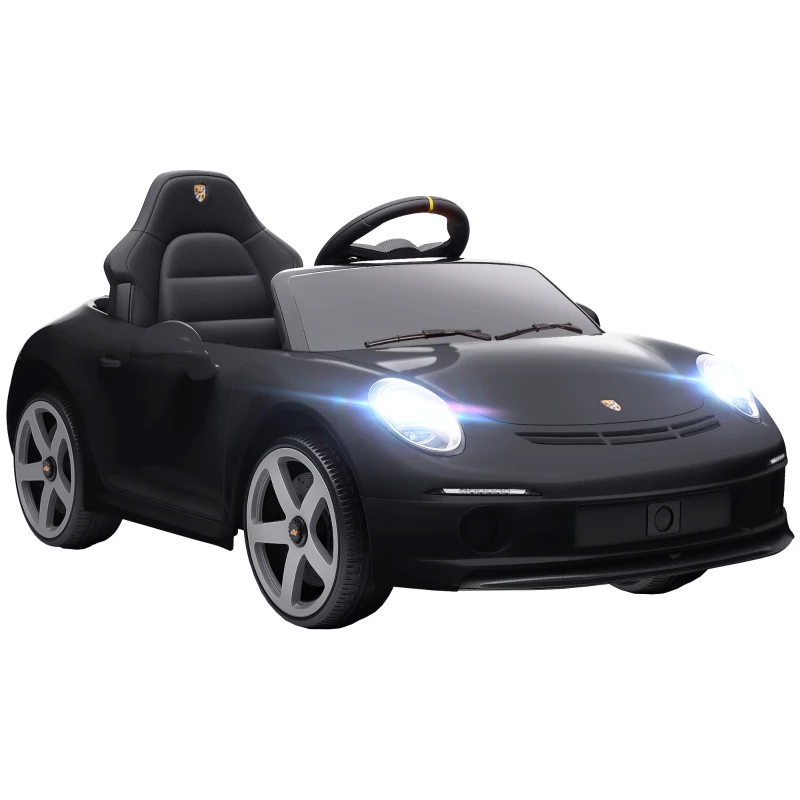 AIYAPLAY Mașină pentru copii 3-5 ani cu licență oficială RUF GT, telecomandă, centură de siguranță și muzică, negru