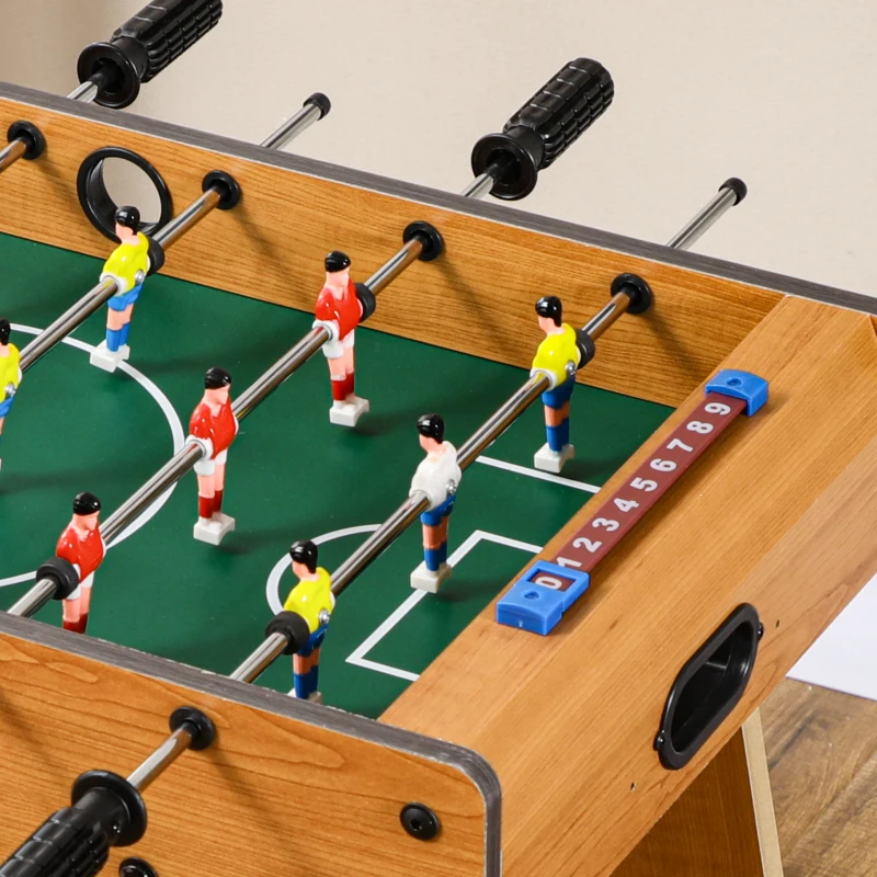 HOMCOM Mesa de Matraquilho para Crianças e Adultos Matraquilho 69x37x70cm com 2 Bolas 6 Hastes Metálicas 2 Placares de Pontos 18 Jogadores Pés Dobrável para Familias Festas Madeira