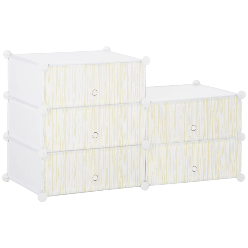 HOMCOM Armoire à chaussures modulable, meuble de rangement avec 6 cubes empilable en plastique, 49 x 36,5 x 108 cm blanc
