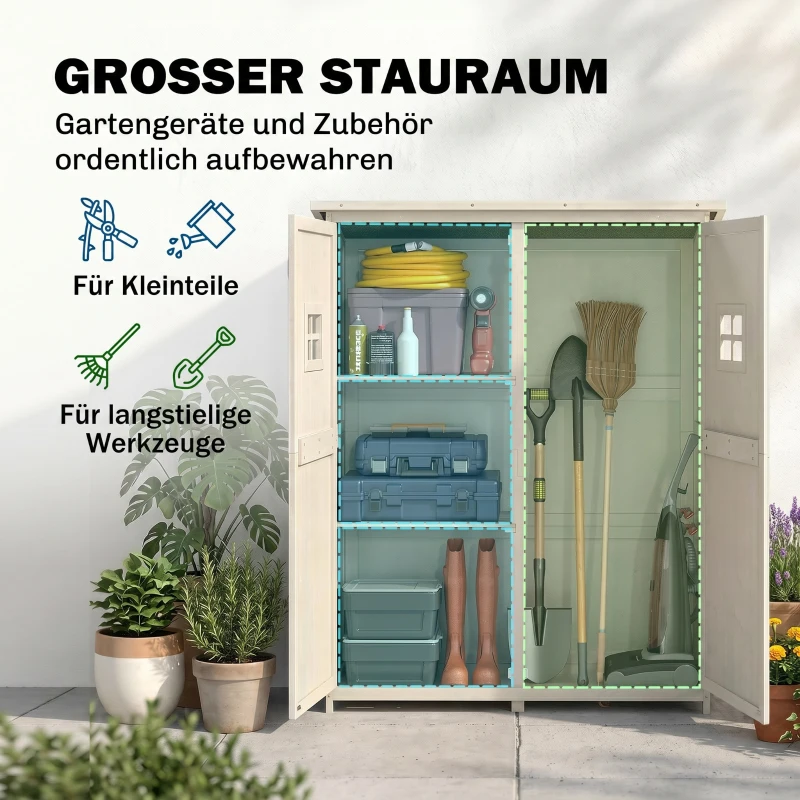 Outsunny Gartenschrank Holz Geräteschuppen Gerätehaus Geräteschrank Pultdach Garten Grau 127,5x50x164cm