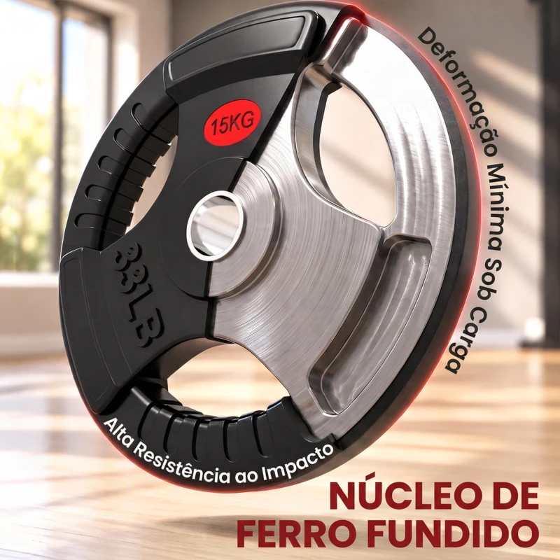 SPORTNOW Discos de Pesos com Orifício de Ø50 mm 2 Discos de 15 kg com Triplo Aperto para Halteres e Barras Ø34x5 cm Preto