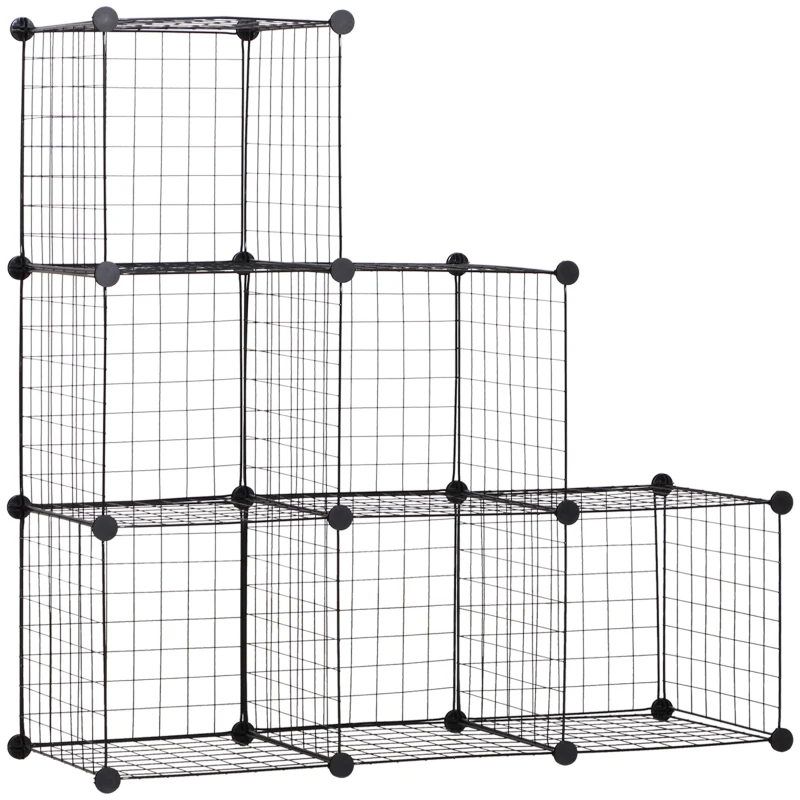HOMCOM Metallwürfel-Regal, Anpassbarer Würfelschrank für Kleidung, Bücher, Spielzeug, flexibel, 109L x 37B x 109H cm, Schwarz
