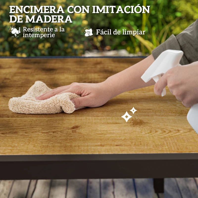 Outsunny Mesa de Comedor Exterior Extensible de 160-240 cm para 6-8 Personas Mesa de Jardín Rectangular para Terraza Marrón