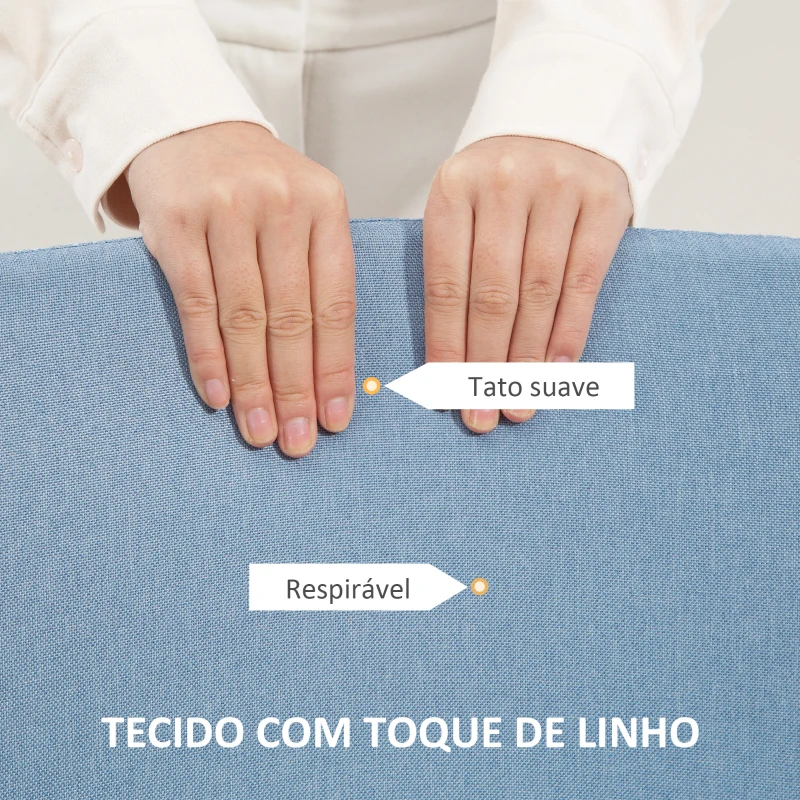HOMCOM Cadeira de Escritório sem Apoio para os Braços Estofada em Linho Sintético com Altura Ajustável 53x43x85-93 cm Azul