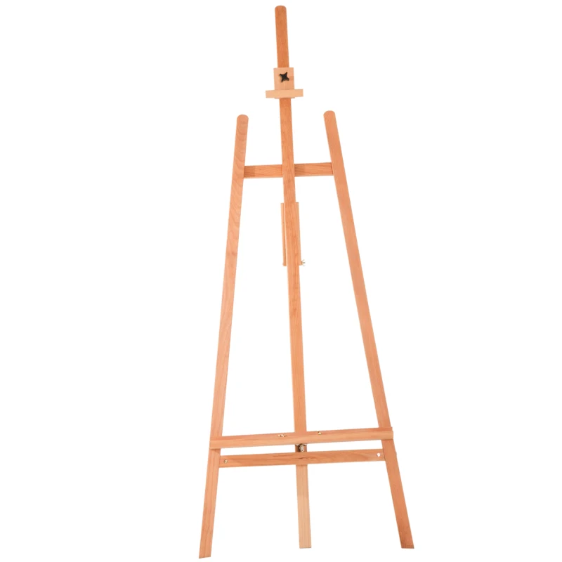 HOMCOM Cavalletto per Pittura Treppiede con Supporto per Tela Regolabile in Legno di Faggio, 65x68x174-230 cm