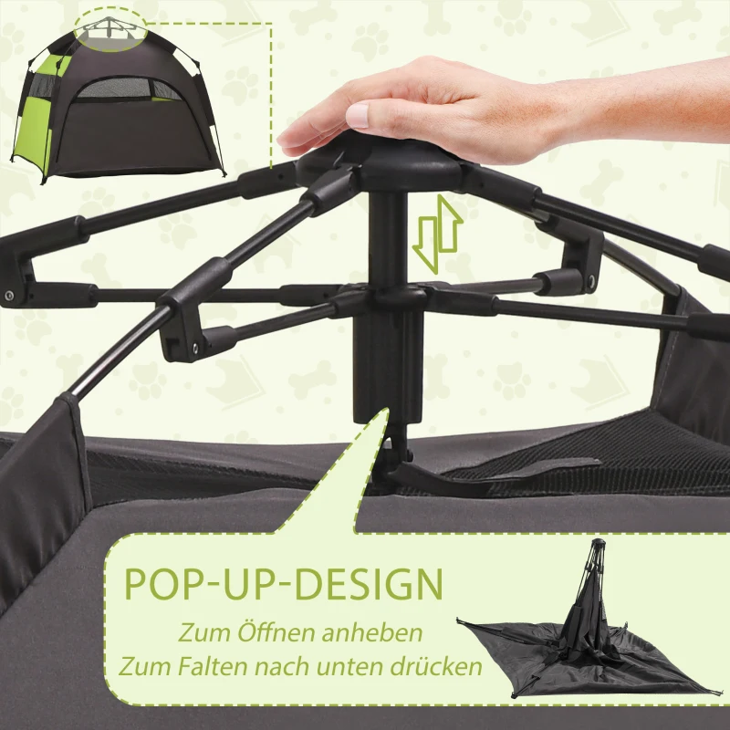 PawHut Haustierzelt Hundezelt Outdoor Tierzelt, 110 cm x 110 cm x 85 cm. Bodenspieße +  Transporttasche. Grün + Schwarz