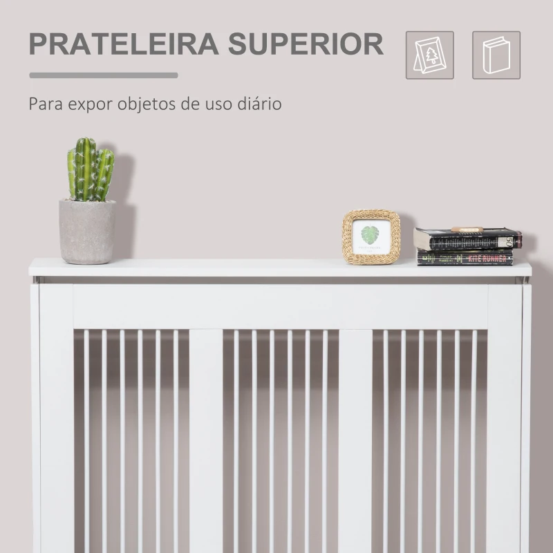 HOMCOM Cobertura de Radiador Branca 90x18x84 cm Cobertura de Radiador de MDF Desenho Modern para Sala de Estar Dormitório Branco