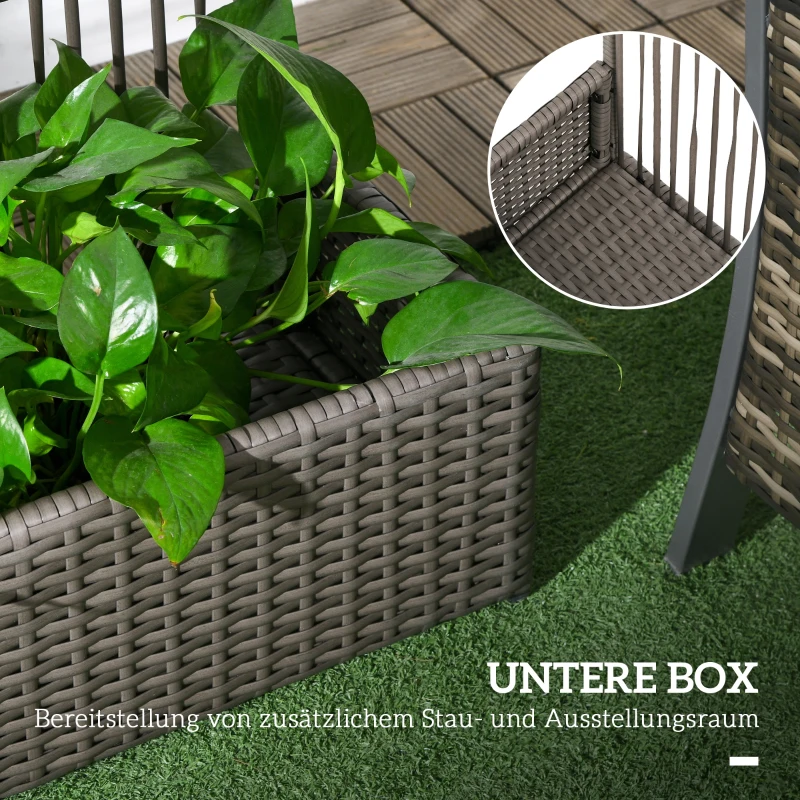 Outsunny Blumenkasten mit Spalier, wetterfest, Polyrattan, 103 x 29 x 103 cm, Grau