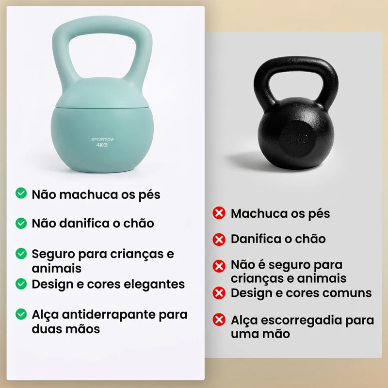 SPORTNOW Kettlebell de 4 kg Pesa Russa Preenchida de Areia Metálica e Alça Antiderrapante para Treino em Casa Ginásio 19x15x28 cm Verde