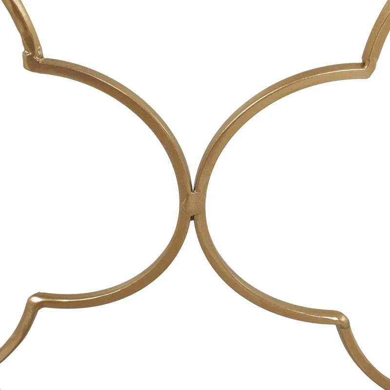 HOMCOM Set de 2 mese de living suprapozabile art deco din metal cu blat din sticlă, auriu