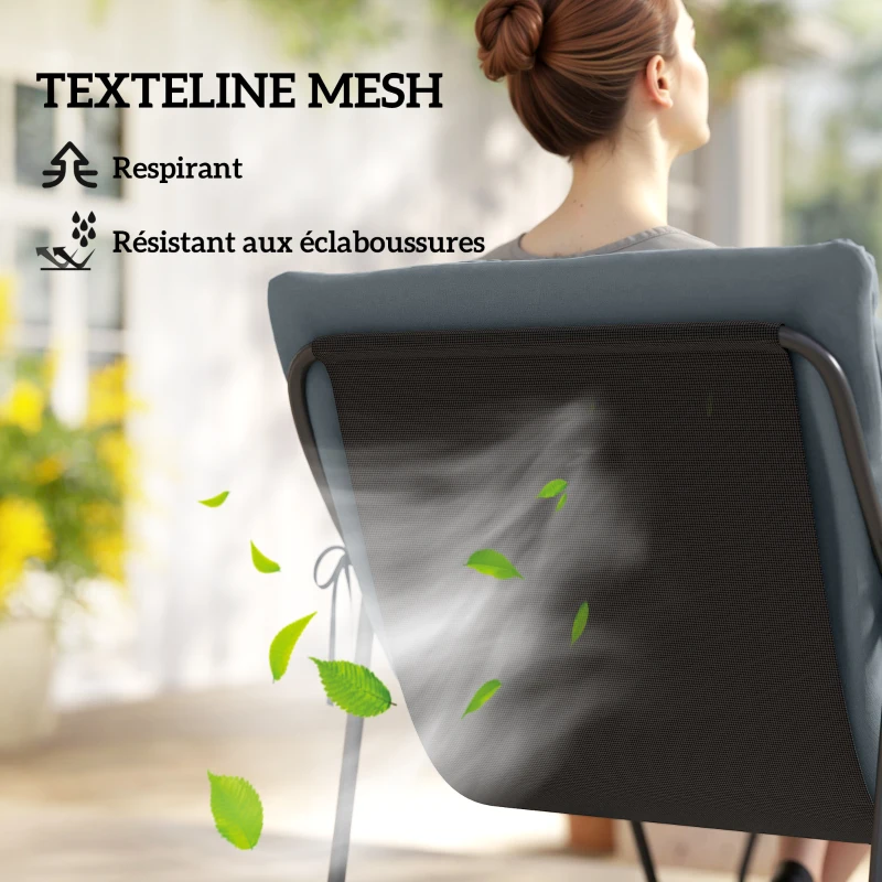 Outsunny Salon de Jardin 4 Pièces avec Coussins Épais 8cm Ensemble Mobilier Extérieur en Acier et Textilène Respirant Gris