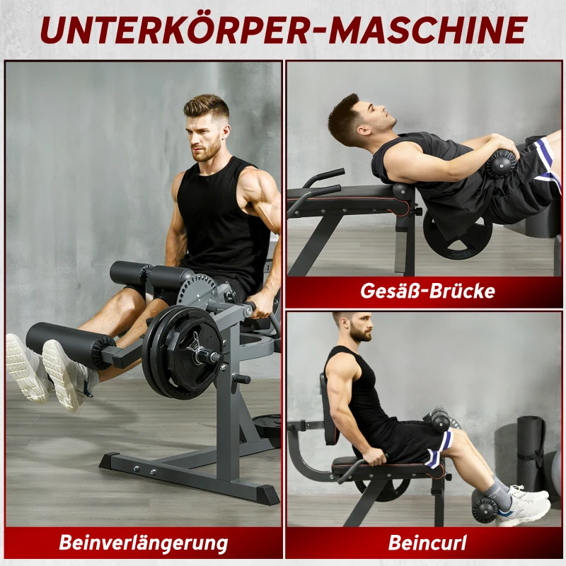 SPORTNOW Beinstrecker, 32 Positionen, verstellbare Rückenlehne und Oberschenkelstütze, Stahl, Grau/Schwarz