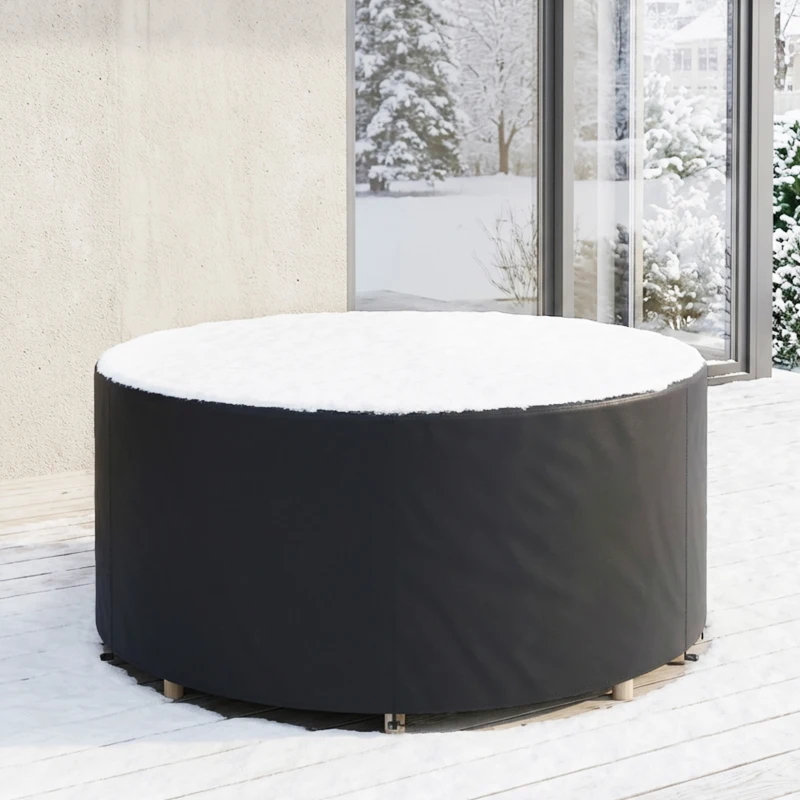 Outsunny Schutzhülle für Gartenmöbel Winterfest Wasserdicht Abdeckung Anti-UV Abdeckplane 420D Oxford Gewebe Ø214x70Hcm Schwarz