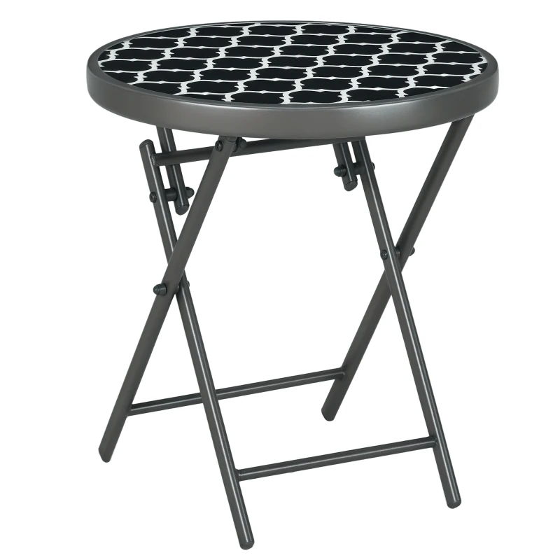 Outsunny Gartentisch Klapptisch Garten-Klapptisch, rund, wetterbeständig, klappbar,  Ø45 x 50 cm, Schwarz