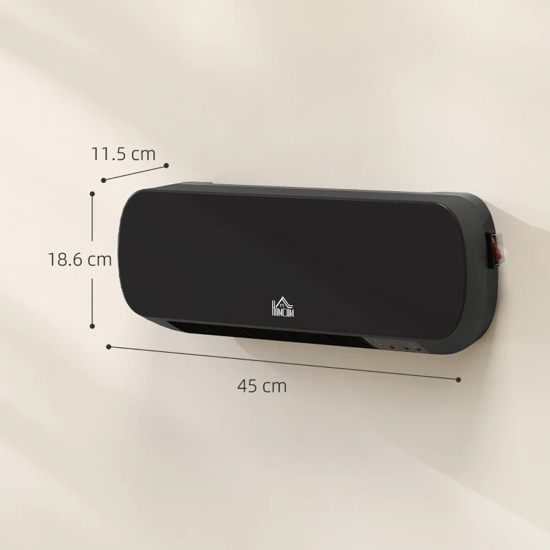 HOMCOM Aerotermă Electrică de Perete cu Telecomandă și Timer 12h, Negru