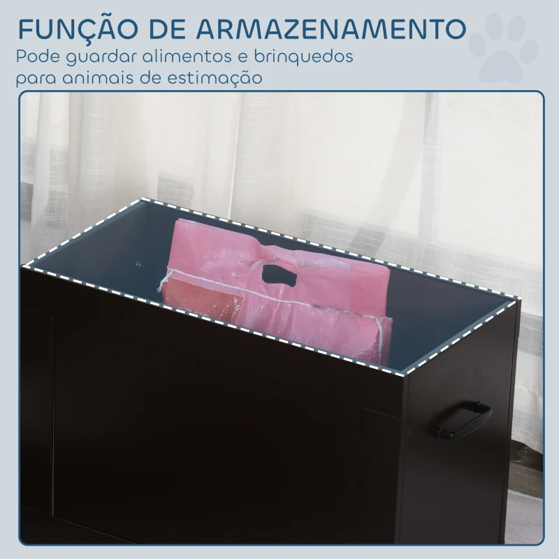 PawHut Comedouro Elevado para Cães com 2 Tigelas de Aço Inoxidável e Espaço de Armazenamento Oculto 60x30x41 cm Castanho Escuro