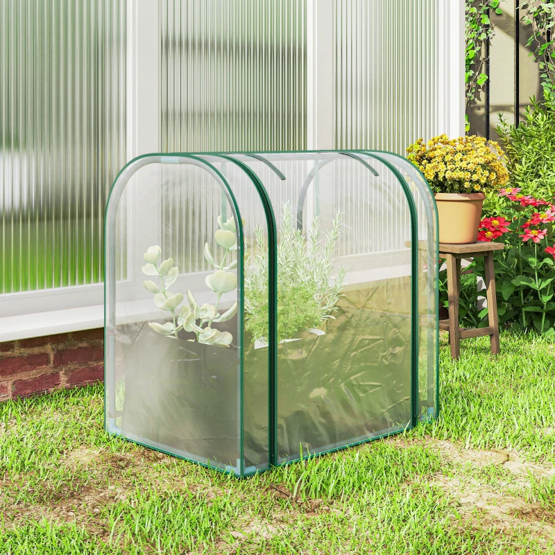 Outsunny Mini Estufa com Bolsa de Plantação Estufa Pequena Portátil para Interior e Exterior 68x50x70 cm Verde