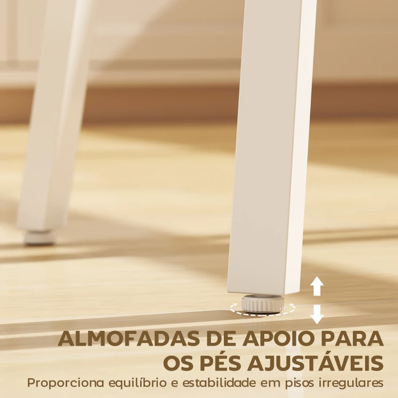 HOMCOM Mesa Alta de Cozinha Quadrada com Prateleira Mesa Alta de Bar para 2 Pessoas Pernas de Metal 55x55x95 cm Madeira e Branco