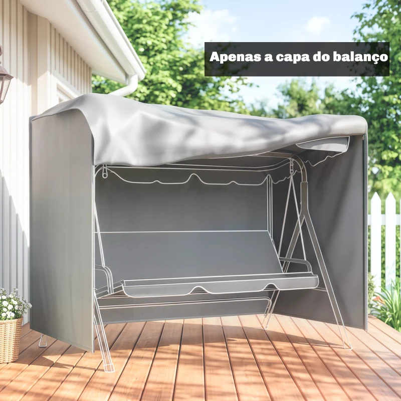 Outsunny Capa para Móveis de Jardim Capa Protetora para Baloiços de Exterior com Fecho de Correr 205x124x164 cm Cinza Claro