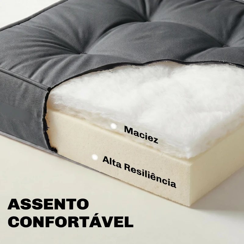 Outsunny Conjunto de Almofadas para Cadeiras de Jantar 42x42x5 cm Jogo de 4 Peças Almofadas para Cadeiras de Jardim Impermeáveis Cinzento