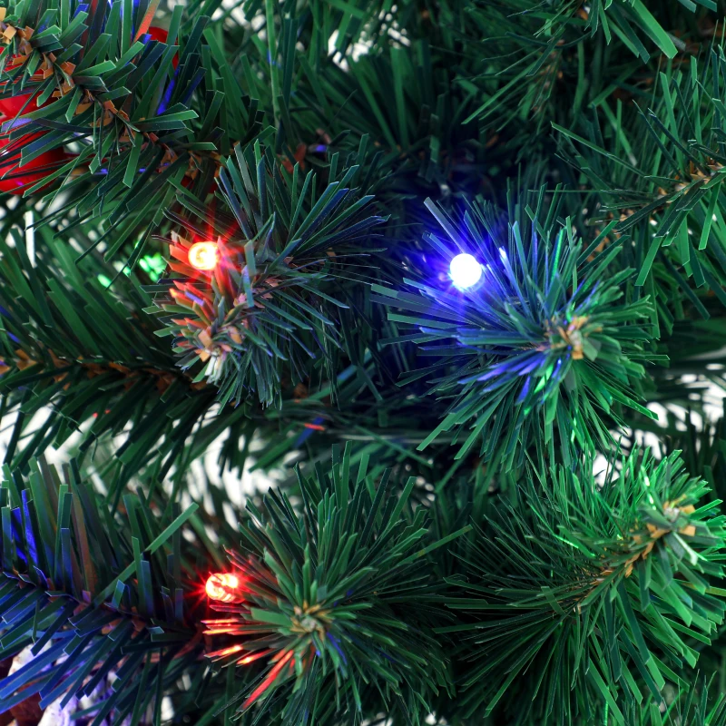 HOMCOM Sapin de Noël Artificiel Crayon 180cm, Pré-éclairé 170 LEDs, 11 Modes, 351 Branches, Télécommande, Base Amovible, Vert