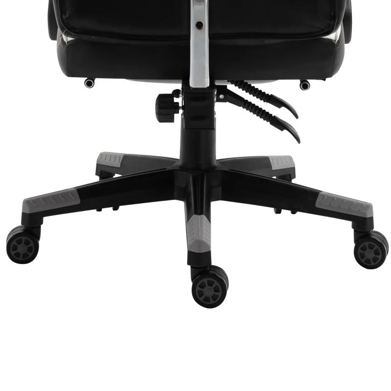 Vinsetto Ergonomischer Bürostuhl, Gaming Stuhl, Drehstuhl mit Lendenkissen und Fußstütze, Kunstleder, Grau, Weiß, Schwarz, 68 x 70 x 120-127 cm