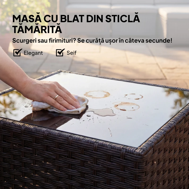 Outsunny Set Modular de Grădină din Rattan cu Perne, Canapea de Colț Gri, 5 Piese