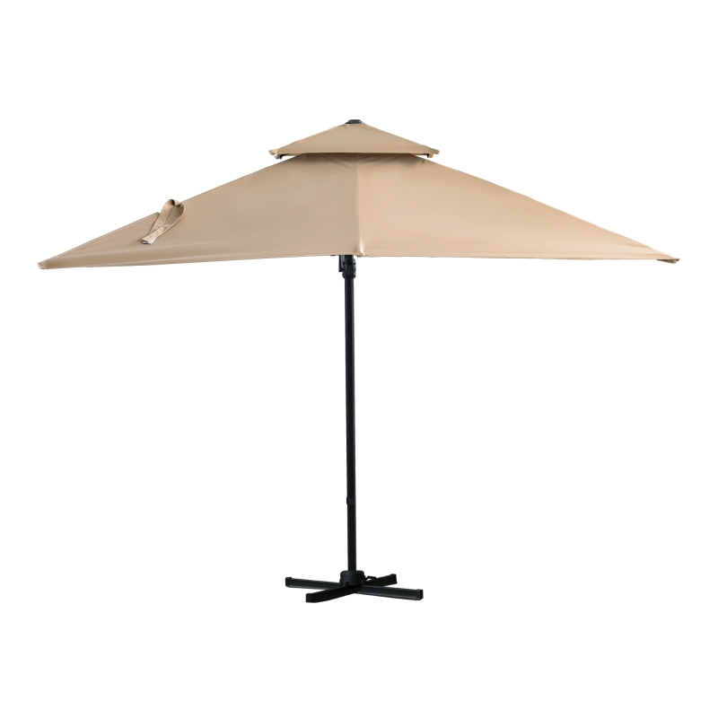 Outsunny Sonnenschirm 3x3m Gartenschirm Alu Terrassenschirm 360 grad schwenkbar Khaki